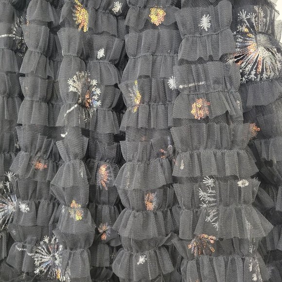 Beulah Style Black Ruffled Tulle High Low Embroidered Skirt NWT - Picture 5 of 8